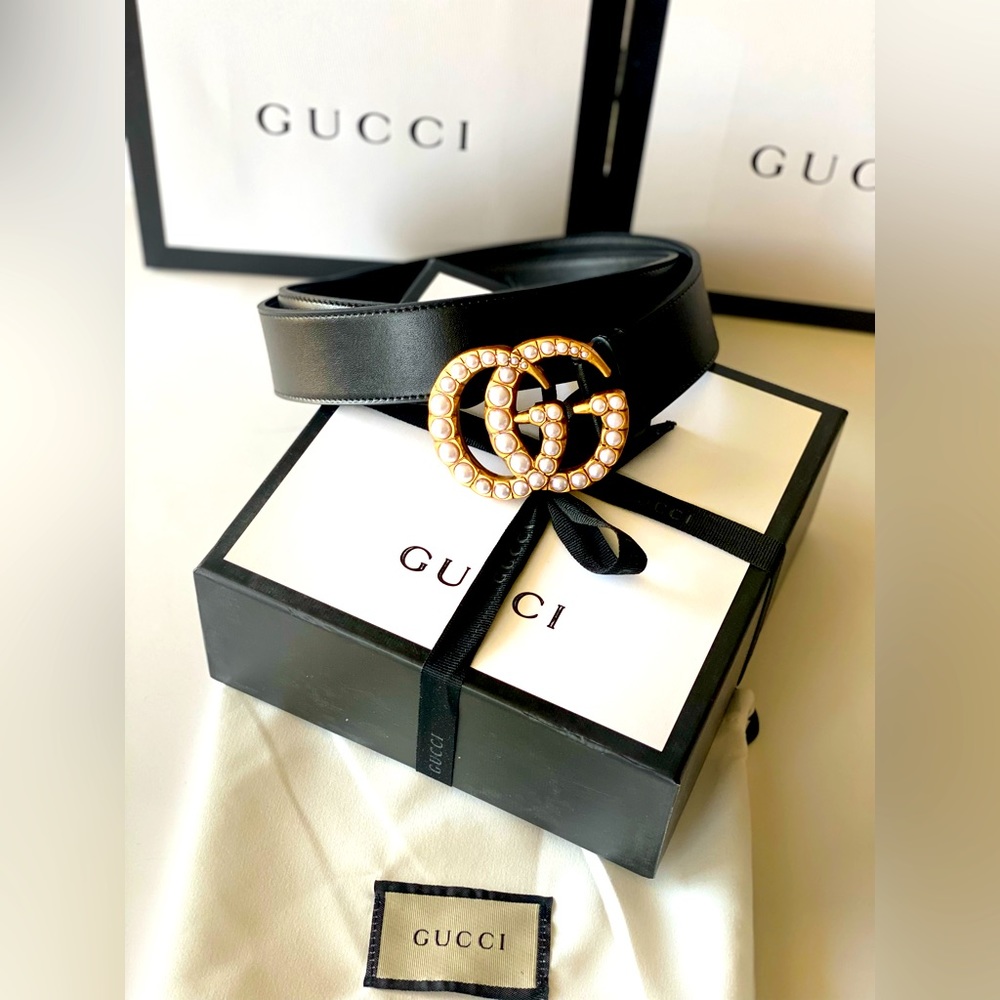 NWT Gucci Pearl Belt Designer Logo Size 90”36”